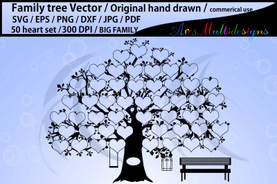 50 spots family tree / 50 heart family tree