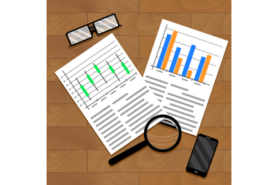 Chart and diagram on table