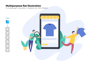 Flat illustration shopping app