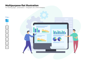 Flat illustration presentation data driven