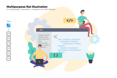 Flat illustration website development