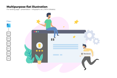 Flat illustration review pages