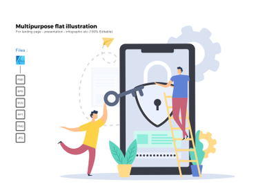 Flat illustration security app