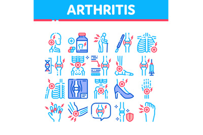 Arthritis Disease Collection Icons Set Vector