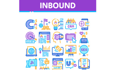 Inbound Marketing Collection Icons Set Vector