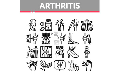 Arthritis Disease Collection Icons Set Vector