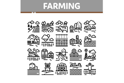 Farming Landscape Collection Icons Set Vector