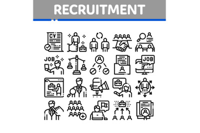 Recruitment And Research Employee Icons Set Vector