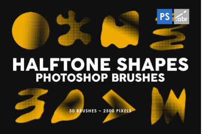 30 Halftone Shapes Photoshop Brushes
