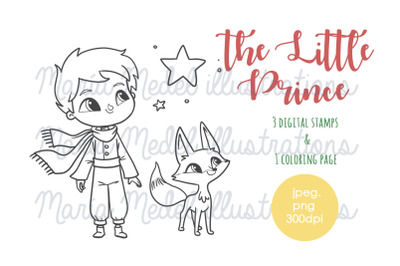 The Little Prince - coloring pages, digital stamps