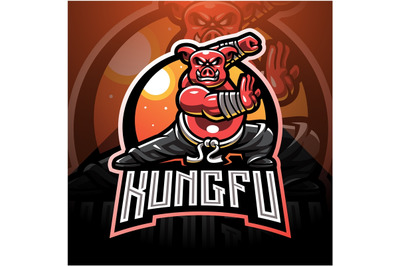 Kungfu pig esport mascot logo