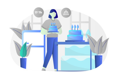 Happy Birthday Party Flat Design Illustration