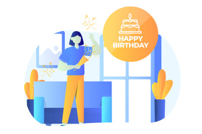 Birthday Wish Flat Illustration
