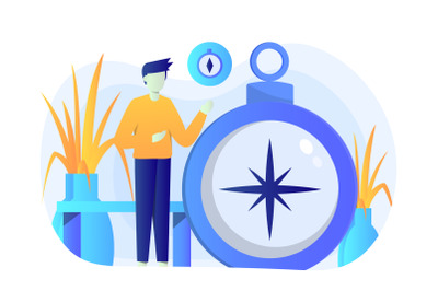 Compass Navigation Flat Illustration