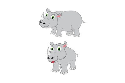 Illustration design of cute rhino animal shapes