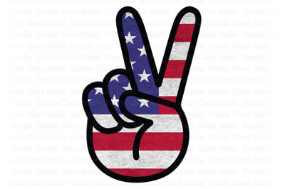 Peace Sign American Flag PNG, July 4th Sublimation Design.