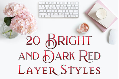 20 Bright and Dark Red Layer Styles for Photoshop