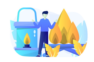 Campfire Flat Illustration