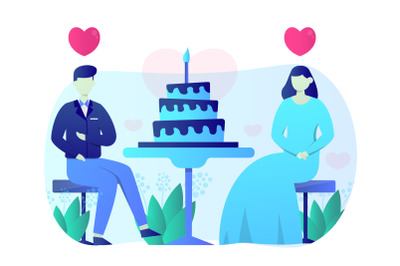 Wedding Celebration Flat Illustration