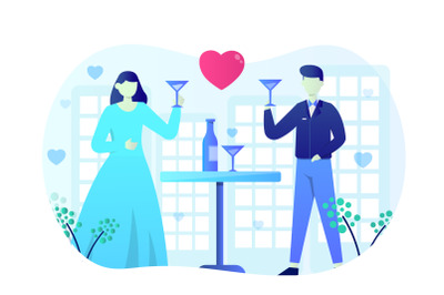 Wedding Party Flat Illustration
