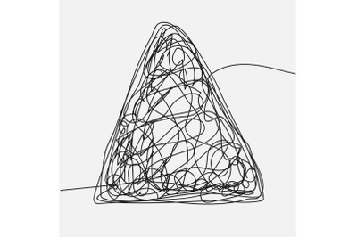 Tangle Scrawl Sketch Vector. Drawing Triangle. Hand Drawn Line. Chaos. Illustration