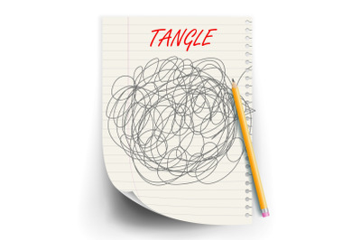 Tangle Scrawl Sketch Vector. Drawing Circle. Tangled Chaotic Doodle. Mind, Brainwork. Spherical Abstract. Illustration