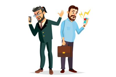 Boss Shouting On Phone Vector. Screaming, Problem, Quarrel Concept. Boss In Action. Talking To Each Other. Environment Process. Isolated Flat Cartoon Business Character Illustration