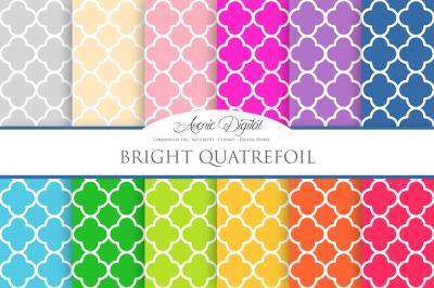 Bright Quatrefoil Digital Paper