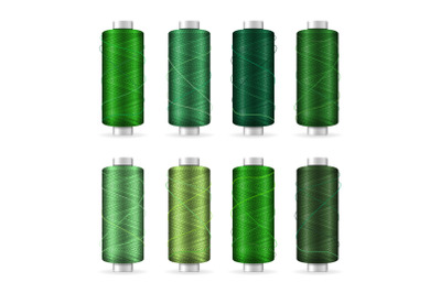 Thread Spool Set. Bright Plastic Bobbin. Isolated On White Background For Needlework And Needlecraft. Stock Vector Illustration