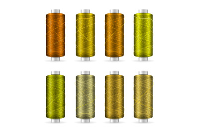 Thread Spool Set. Bright Plastic Bobbin. Isolated On White Background For Needlework And Needlecraft. Stock Vector Illustration