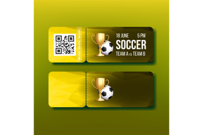 Ticket With Tear-off Coupon On Soccer Match Vector