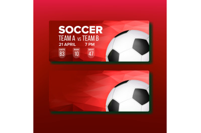 Red Coupon On Soccer Sport Game Template Vector