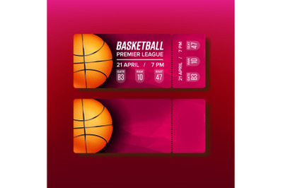 Ticket Tear-off Coupon On Basketball Match Vector