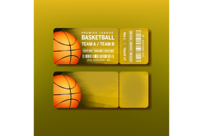 Ticket On Premier League Of Basketball Game Vector