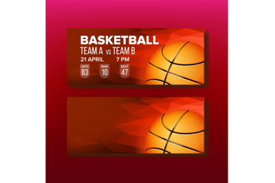 Red Coupon On Basketball Game Template Vector