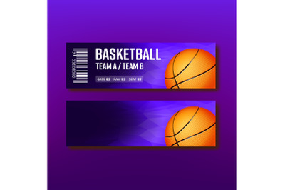 Colorful Ticket Visit Basketball Template Vector