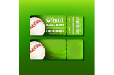 Ticket On Premier League Of Baseball Game Vector