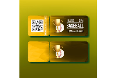 Ticket With Tear-off Coupon On Baseball Vector