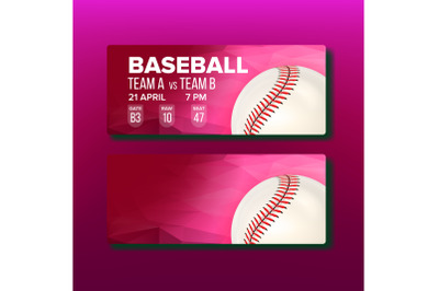 Red Coupon For Visit Baseball Game Template Vector