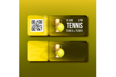 Ticket With Tear-off Coupon Visit Tennis Vector