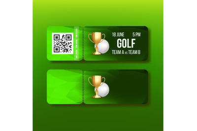 Ticket Tear-off Coupon For Golf Tournament Vector