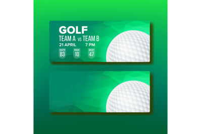 Coupon For Golf Tournament Game Template Vector