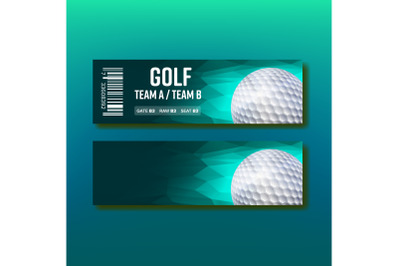 Colorful Ticket On Golf Tournament Template Vector