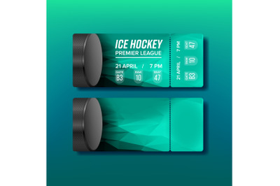 Ticket Tear-off Coupon For Hockey Sport Vector