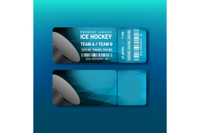 Ticket For Premier League Of Ice Hockey Vector