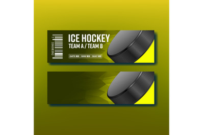 Colorful Ticket On Ice Hockey Template Vector