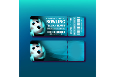 Ticket On Premier League Of Bowling Game Vector