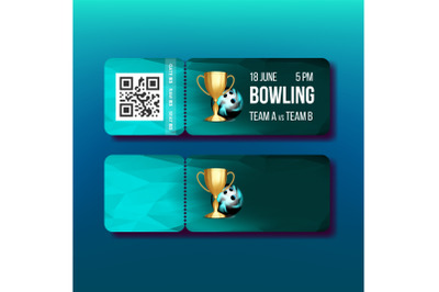 Ticket With Tear-off Coupon On Bowling Vector