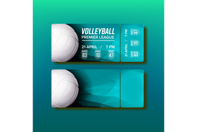 Ticket Tear-off Coupon On Volleyball Match Vector