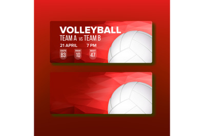 Red Coupon On Volleyball Game Template Vector